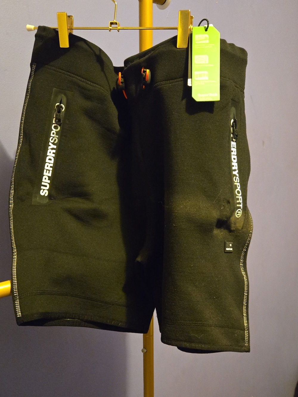 Superdry Men's Black Athletic Zip-Pocket Shorts